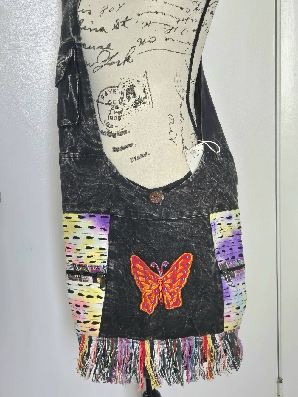 NWT The Collection Royal Butterfly Embroidered Cotton Hobo Sling Bag Nepal